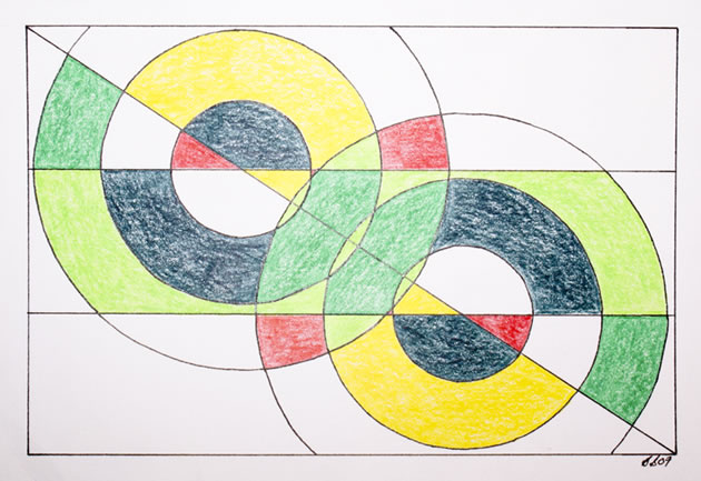 Zeichnung Brigitta Bölsterli Kreise grün-gelb